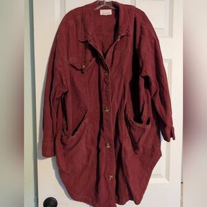 Women's Lightweight Button-Front Jacket in Deep Burgundy